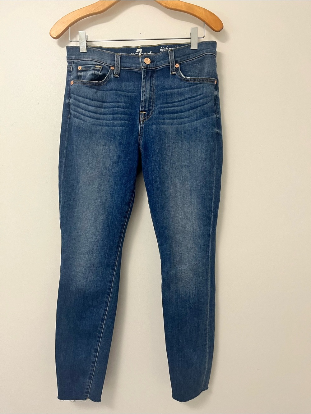 7 For All Mankind Women's Skinny Jeans in Dark Blue Wash